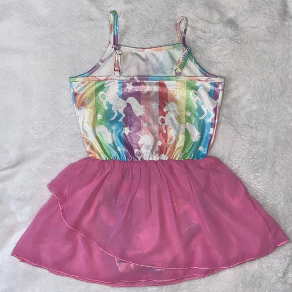 (New) Girls Unicorn Leotard Size: 8-9 Color: Pink - Picture 3 of 4